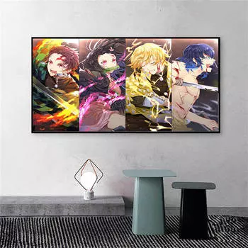 Японский аниме-плакат «Убийца демонов», фреска с украшением персонажей, современное украшение стены детской комнаты 20cm40cm NoFrame