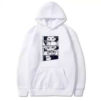 Японский аниме-пуловер Hunter X Hunter Killua Gon Hisoka с капюшоном, уличная одежда, топы с мультяшным принтом, модные женские толстовки с капюшоном S чёрный