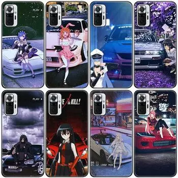 Японский аниме спортивный автомобильный силиконовый чехол для телефона для Xiaomi Redmi Note 11 10 9 8 Pro 11T 10T 10S 9S 8T 9 9A 9C 9T черный мягкий чехол Redmi 8
