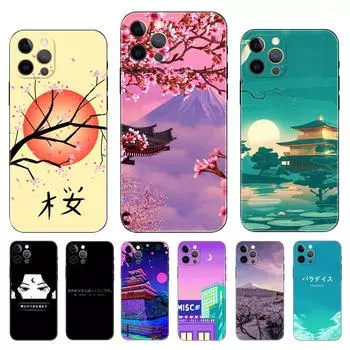 Японский эстетический чехол Paradise для iPhone 5 2020se 6 6s 7 8 plus x 10 XR XS 11 12 13 mini pro MAX, черная задняя крышка из ТПУ iphone 5 5S SE 2016