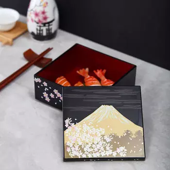 Японский бенто-ланч-бокс, традиционные школьные коробки для суши и риса, портативный контейнер для еды 12.5cmx12.5cmx6.5cm