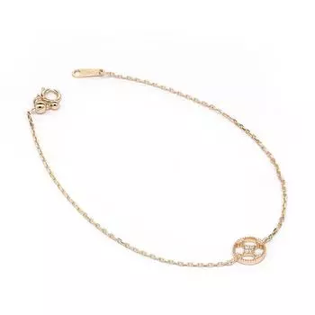 Японский браслет K-gold с круглым полым цирконом, легкая роскошь и утягивание, регулируемые ювелирные изделия из стерлингового серебра Adjustable size