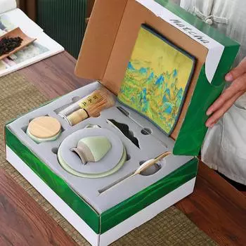 Японский чайный набор матча, керамическая подарочная коробка матча, 9 предметов, посуда для заваривания чая в помещении, подарочные принадлежности ручной работы для чая, аксессуары