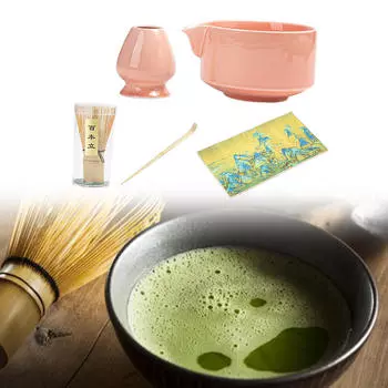 Японский чайный сервиз матча, керамическая чаша, подарок, традиционное приготовление, с носиком для наливания розовый