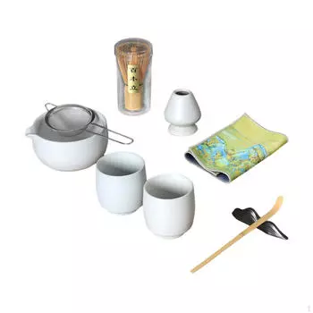 Японский чайный сервиз матча с чашей ручной работы белый