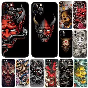 Японский чехол для телефона Oni Hannya Demon Mask для iPhone 2020se 6 6s 7 8 plus x 10 XR XS 11 12 13 mini pro MAX, черная задняя крышка из ТПУ iphone 5 5S SE 2016