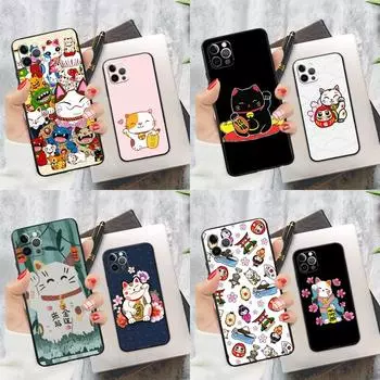 Японский чехол Lucky Cat Maneki Neko для iPhone 11 12 13 Pro Max X XR XS Max 7 8 Plus SE 2020 12 13, задняя крышка мини-телефона iphone 5 5S