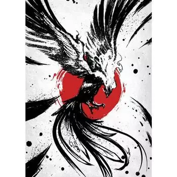 Японский Черный Самурай Гейша Карп Кои Фигурки Воина Закат Искусство Живопись Настенные Холст Постеры и Принты Гостиная Домашний Декор 21cm30cm NoFrame