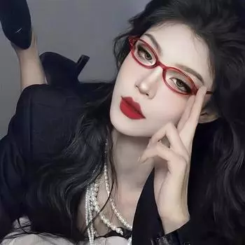 Японский двухмерный юань красные очки женские овальные маленькие оправы пикантная учительница императорская сестра сестра-рыболов Y2K субкультура