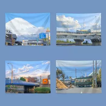 Японский гобелен с пейзажем, фоновая ткань, прикроватная настенная ткань для спальни, декоративная ткань, подвесная ткань для общежития, гобелен 100x75