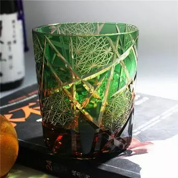 Японский хрустальный бокал для виски ручной работы, ретро-бокал для иностранного вина, резной ручной работы, легкая роскошь, 260 мл 1pcs чёрный