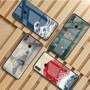 Японский художественный закаленный стеклянный чехол для телефона Huawei P20 P30 P40 P40 Lite Pro Psmart Mate 20 30 Cover Shell Huawei P20