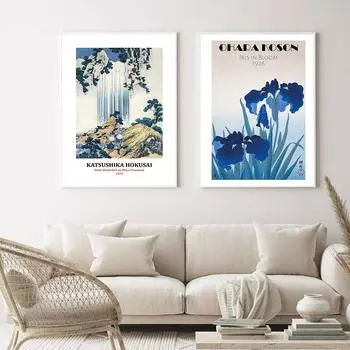 Японский художник Хокусай Ирис в цвету, настенная живопись на холсте, плакаты на скандинавскую тему, настенные панно с принтом для гостиной, японский декор 21cm30cm NoFrame