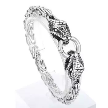 Японский и корейский минималистичный ретро-мужской браслет из титановой стали с круглой пряжкой в виде змеиной головы в виде животного