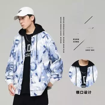 Японский кардиган с принтом тай-дай в стиле граффити, куртка с капюшоном, мужская свободная модная повседневная куртка на молнии для пар M