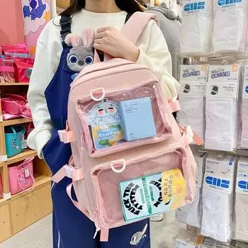 Японский Kawaii Itabag женский новый 2024 прозрачный рюкзак женский большой вместительный рюкзак Ita школьные сумки для студентов JK розовый