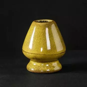 Японский керамический держатель для зеленого чая маття Chasen, чаша-подставка, бамбуковый венчик, измельчитель, щетки, держатель для чайных инструментов, чайные аксессуары, чайная посуда жёлтый