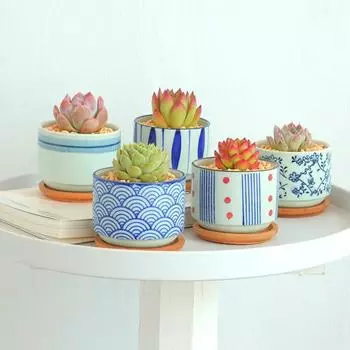Японский керамический контейнер для суккулентов, офисный бонсай, кактус, цветочный горшок, кашпо, домашний садовый декор, украшения