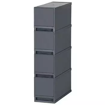Японский комод для хранения Livewell, ящик 17 см, ширина 4 яруса, PLUST Basic FR1704 (натуральный черный)