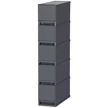 Японский комод для хранения Livewell, ящик 17 см, ширина 5 ярусов, PLUST Plast Basic FR1705 (натуральный черный)