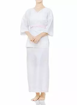 Японский комплект нижнего белья с подгибом [KYOETSU] Нижнее белье, нижнее белье, нижнее белье, кружево, комплект из 2 предметов (верхнее нижнее белье, защита), Женский (L) белый