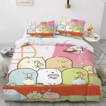 Японский комплект постельного белья с 3D принтом, мягкий домашний подарок для подростков, постельное белье, домашний комплект наволочек для спальни, украшение AU Single 140x210cm