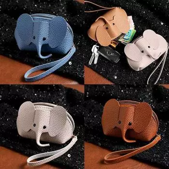 Японский кошелек из искусственной кожи для женщин, мини-кошелек, новая модная креативная сумка для карт, сумка для хранения помады, сумка для ключей, слон, монета 10*8*3cm