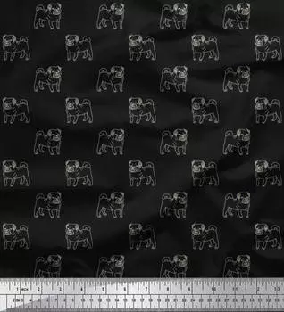 Японский креп-сатин Soimoi, ткань с принтом собаки-мопса, 42 дюйма по метрам 42 Inch Wide - Poly Crepe фиолетовый