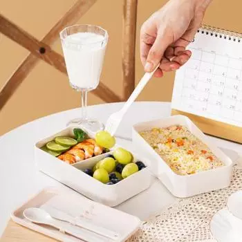 Японский ланч-бокс Bento для взрослых, герметичный контейнер для обеда с бамбуковой крышкой, 4 столовых прибора A чёрный