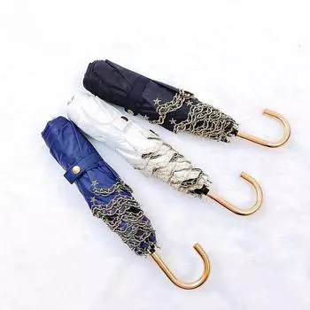 Японский легкий зонтик с вышивкой, анти-ультрафиолетовый женский изогнутый крючок, зонт от солнца, складной зонт, двойная защита от солнца