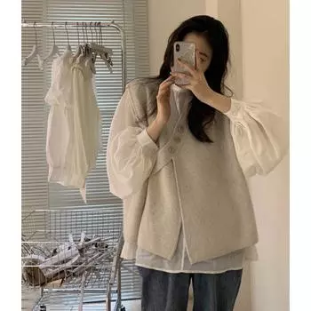 Японский ленивый стиль, нерегулярный дизайн, нишевый стиль, жилет Khaki L Recommended 55.00 kg-60.00 kg