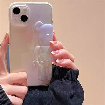Японский милый 3d медведь градиентный фиолетовый чехол для телефона для Iphone 14 13 12 11 Pro Max прозрачный стильный силиконовый противоударный мягкий чехол Funda For iPhone 13ProMax