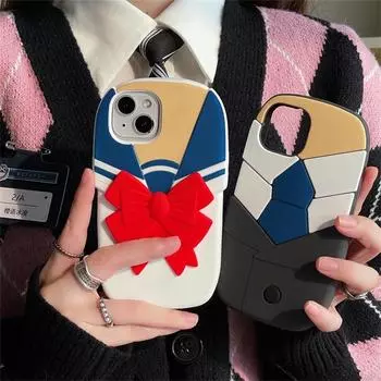 Японский милый 3d школьный костюм, силиконовый чехол для телефона для Iphone 14 13 12 11 Pro Max, защитный мягкий чехол для милой пары, принципиально For iPhone 11Pro Max