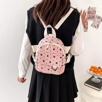 Японский милый цветочный вельветовый мини-рюкзак INS Student Fashion Simple Персонализированный дорожный рюкзак бежевый