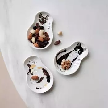 Японский милый котенок Суши Соевый соус Тарелка Закуски Приправа Тарелка Керамическая маленькая тарелка Кухонные принадлежности Животное Керамическая посуда