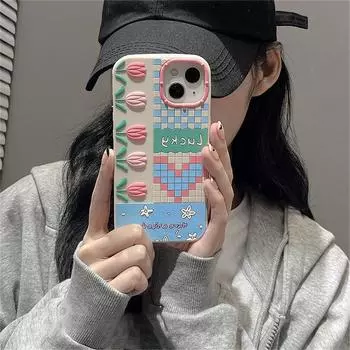 Японский милый силиконовый чехол для телефона с 3d тюльпановым сердечком для Iphone 13 12 11 Pro Xs Max X Xr 7 8 Plus, милый защитный мягкий чехол For iPhone XS Max