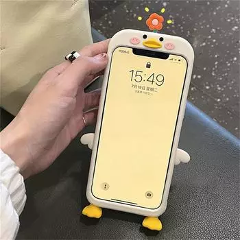 Японский милый силиконовый чехол с 3d мультяшной уткой для Iphone 14 13 12 11 Pro Xs Max X Xr 7 8 6 Plus Se 3 Kawaii защитный мягкий чехол For iPhone XS Max