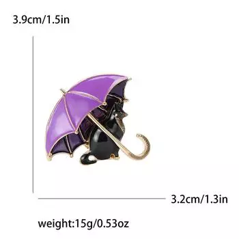 Японский милый сплав эмаль зонтик кошка брошь модная универсальная женская одежда корсаж ювелирные изделия булавка