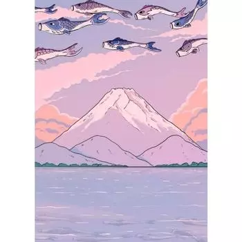 Японский мультяшный постер-иллюстрация Пейзаж Маска Аниме Девушка Постер Японское Искусство Декор Дом Комната Настенное Украшение Холст Живопись 21cm30cm NoFrame