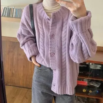 Японский нежный ветер твист свитер куртка женская осень и зима новая свободная верхняя одежда тонкий вязаный кардиган топ женский one size fits all розовый