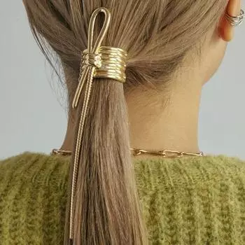 Японский низкий хвостик с пряжкой, модный металлический узел, веревка для волос, усовершенствованная модель, заколки в стиле панк, аксессуары для волос для женщин, головные уборы серебряный