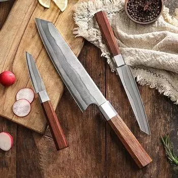 Японский нож из плакированной стали, кухонные ножи для обвалки, нож для нарезки фруктов, нож для мяса, нож для резки