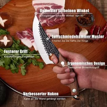 Японский нож, нож для мяса из углеродистой стали с деревянной ручкой, нож шеф-повара, кухонные ножи