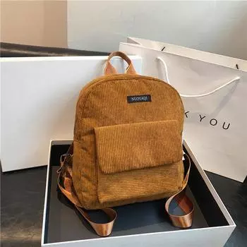 Японский однотонный вельветовый рюкзак для женщин, новый модный студенческий стиль, небольшой школьный рюкзак для путешествий на открытом воздухе белый