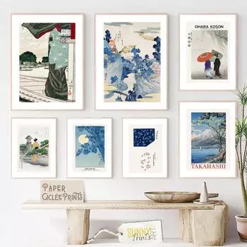 Японский Охара Косон Такахаси гора Фудзи настенная живопись на холсте плакаты на скандинавскую тему и принты настенные панно для декора гостиной A4 21X30cm No Framed