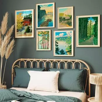 Японский пейзажный постер храм Кенчо художественный принт Хасуи весенние обои для гостиной 21cm30cm NoFrame