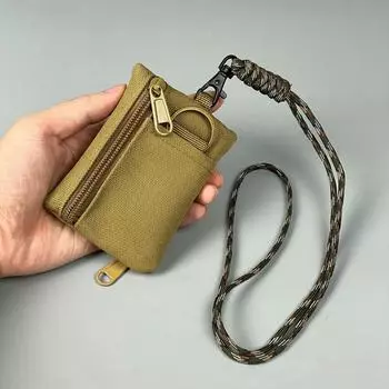 Японский повседневный холщовый маленький кошелек с подвесным воротником, мини-держатель для монет, сумка на молнии для мужчин и женщин, сумка для ключей Ins хаки