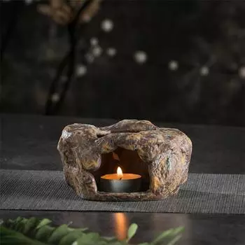 Японский ретро керамический чайник-грелка – грубая керамическая свечная печь для подогрева чая и кофе в стиле кунг-фу B