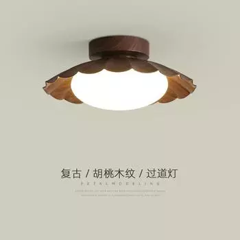 Японский ретро-традиционный потолочный светильник из орехового дерева для коридора, современный ресторан, кафе, потолочные светильники, скандинавская спальня, светодиодная панель three light color