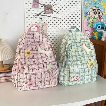 Японский рюкзак в литературную и свежую клетку для Instagram, корейский студенческий рюкзак большой вместимости, рюкзак в стиле кампуса для отдыха only bag